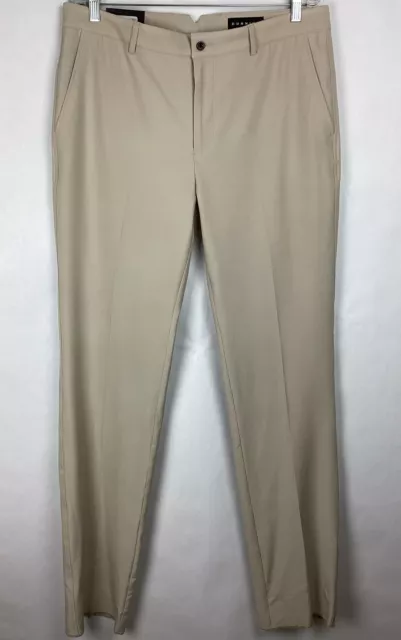 Pantalones inferiores elásticos de golf Dunning para hombre caqui talla 36 sin dobladillos nuevos con etiquetas