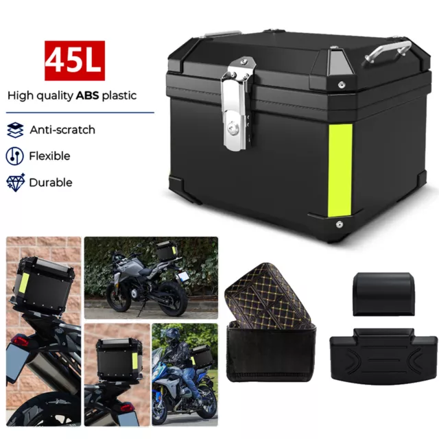 45L Motorcycle Rear Top Box Luggage Tail Carrier Case & 2PCS Security Lock W5R6