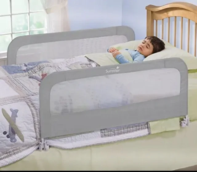 Double Sided Swing Down Bed Rail Guard Child Baby Kids Safety Grey 42.5" x 21"