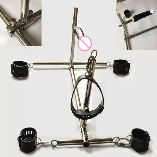 Sex Harness Bondage Frame Dog Sklave Geräte Handschellen Locking Stahl Halsband