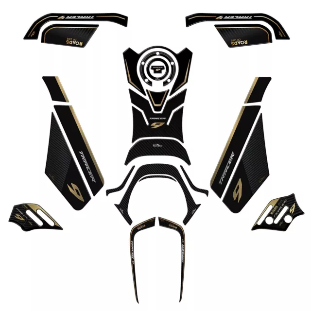 Kit Paraserbatoio Adesivi Gel 3D compatibili Yamaha Tracer 9 2023 Protezione Oro