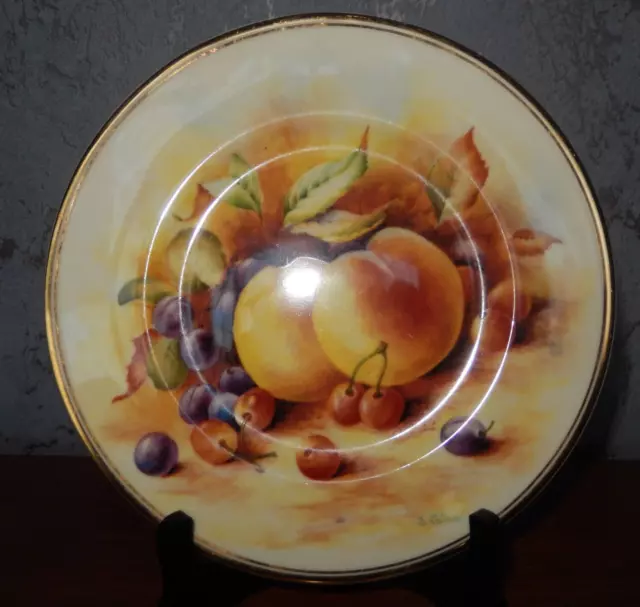 Vintage Hand Painted Plate Signed By D. Wallace Fenton China, 20cm Diameter