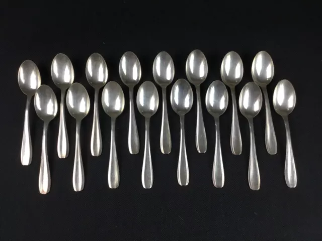 lot de 16 petites cuillères anciennes en metal argenté poinçon EB