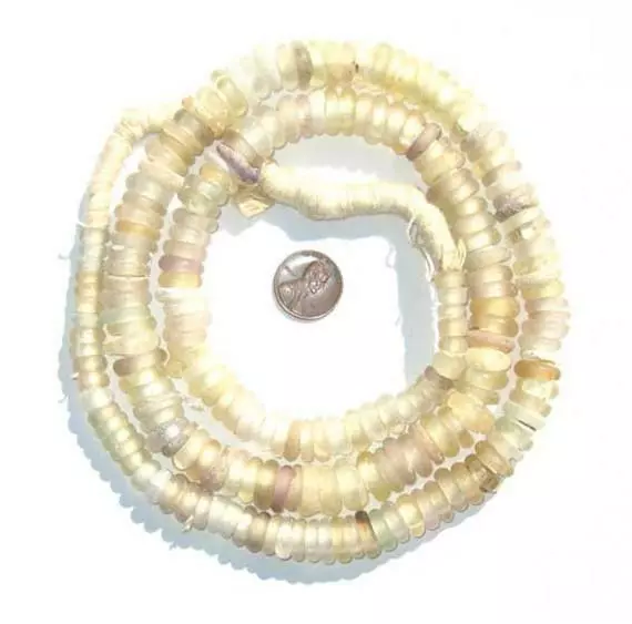 Clear Old Annular Wound Dogon Beads 11mm Nigeria African Glass 36 Inch Strand