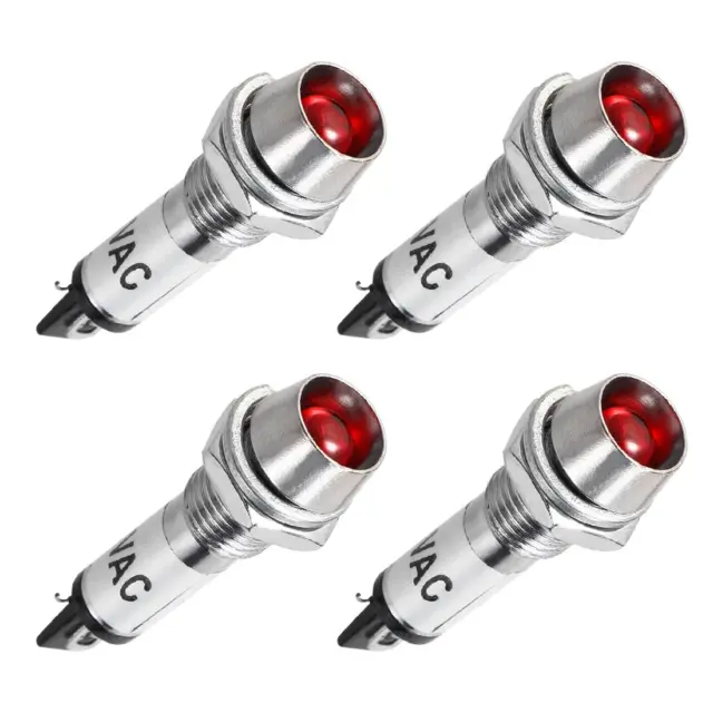 Uxcell Indicator Light AC 110V, Red, Metal Shell Panel Mount 5/16" 8Mm 4Pcs