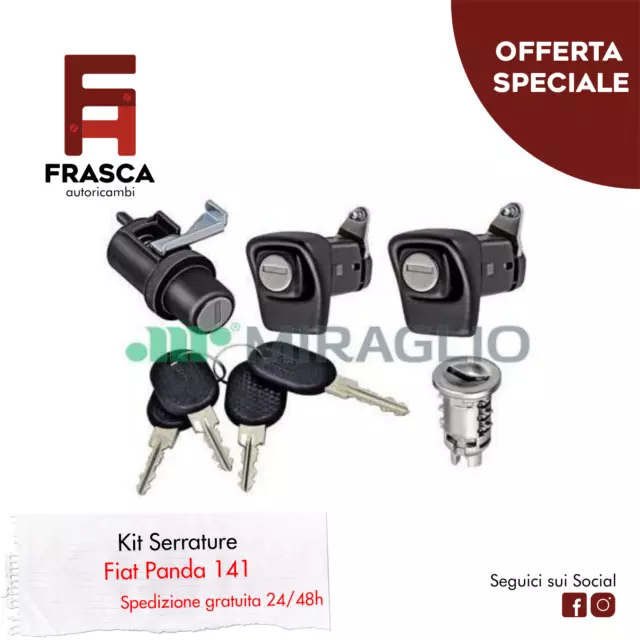 Kit Serrature e Chiavi Porte Portellone Blocco Accensione Fiat Panda 141 4x4