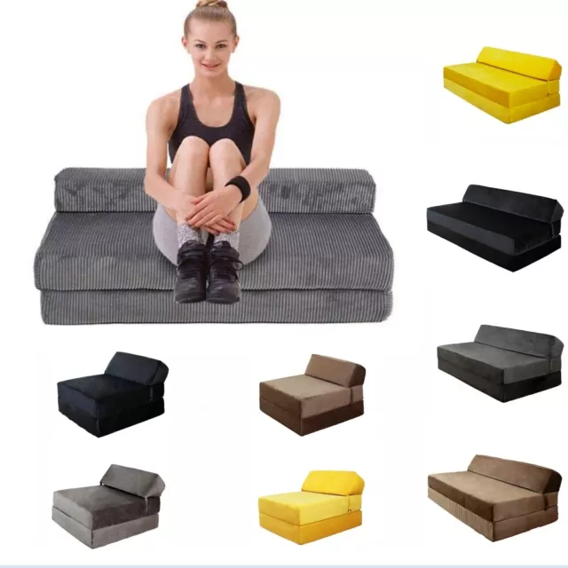 Double Fold Out Sofa Bed Futon Foam Filled Z Chair Guest Folding Mattress