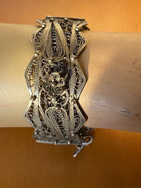 Bracelet Manchette Artisanal Ancien En Laiton Style Berbère - 4 Cm De Large