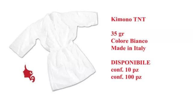 Kimono TNT monouso 35 gr colore bianco MADE IN ITALY conf. 10 pz e 100 pz