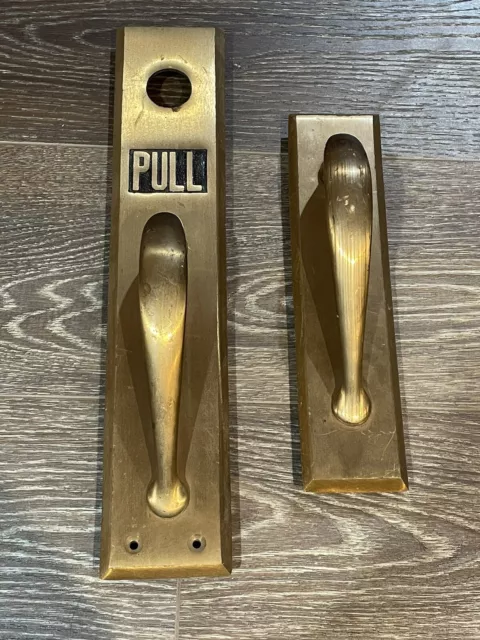 Lot of 2 Brass Vintage Door Handle Push/Pull 15 By 3 10 By 2 1/2