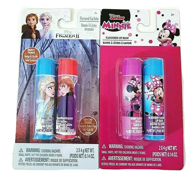 2 pack DISNEY FROZEN II Minnie Mouse Blueberry Cotton Candy Flavored Lip Balm