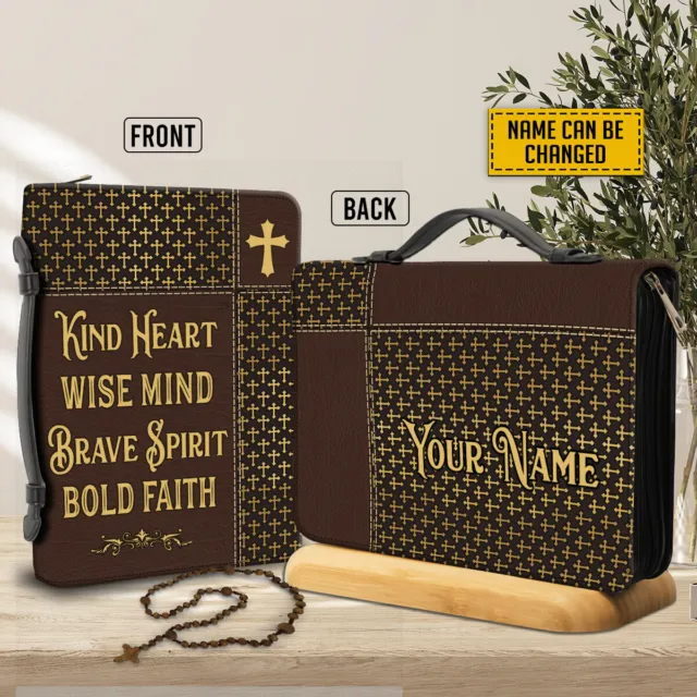 Bible Cover-Faith Collection Cross & Heart-Large-Brown (Jan) :  Office Products