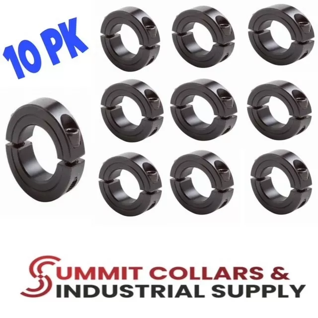 1/4" Inch (10 PCS) Double Split Shaft Collar - Black Oxide Finish