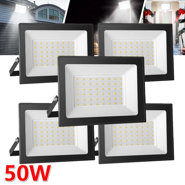 5 Stück 50W LED Fluter Flutlicht Außenlampe Scheinwerfer Baustrahler Kaltweiß DE