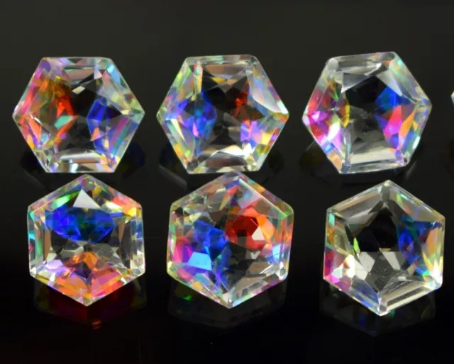 Color arco iris natural místico corte hexagonal 350,00 quilates 6 piezas...