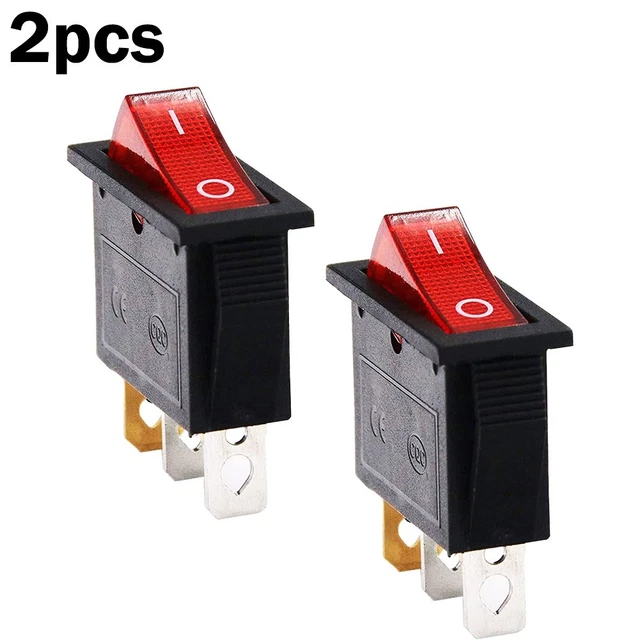 Bouton Poussoir Marche/arrêt KCD3 Rouge DPST 3 Broches - Neuf Japon - Dimensions Compactes