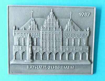 BUDERUS Eisen-Kunstguss Jahres Plakette 1987 Relief Rathaus zu Bremen 