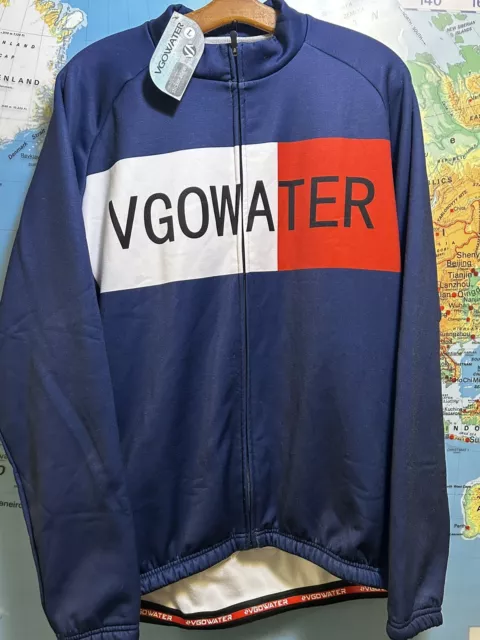 VGOWATER Road Bike Cycling Bicycle Full Zip Large Jacket Navy Blue Red & White