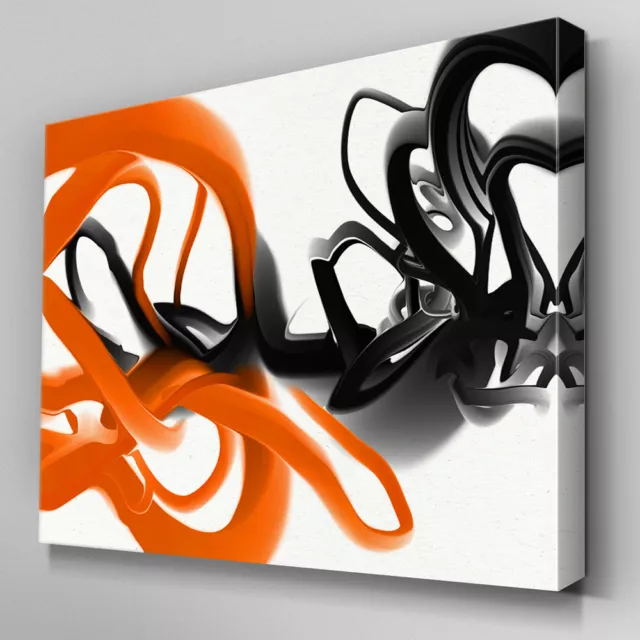 AB1022 Modern Orange Black 3D Goo Canvas Wall Art Abstract Picture Large Print