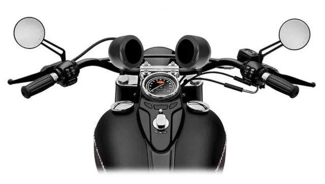 (2) Rockville MAC40B 4" Black Swivel Aluminum Motorcycle Handlebar Speaker Pods