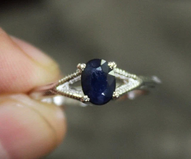 Engagement Gift Ring 3ct Oval Cut VVS/D Simulated Sapphire 14k White Gold Plated