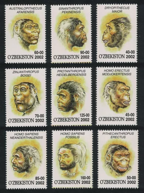 Uzbekistan Mammoth Cave Drawings Pre-Human Ancestors 9v 2002 MNH SG#410