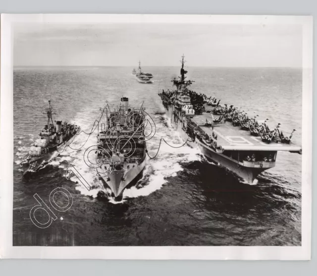 TANKER FUELS AIRCRAFT CARRIERS While In Transit near KOREA 1952 Press Photo