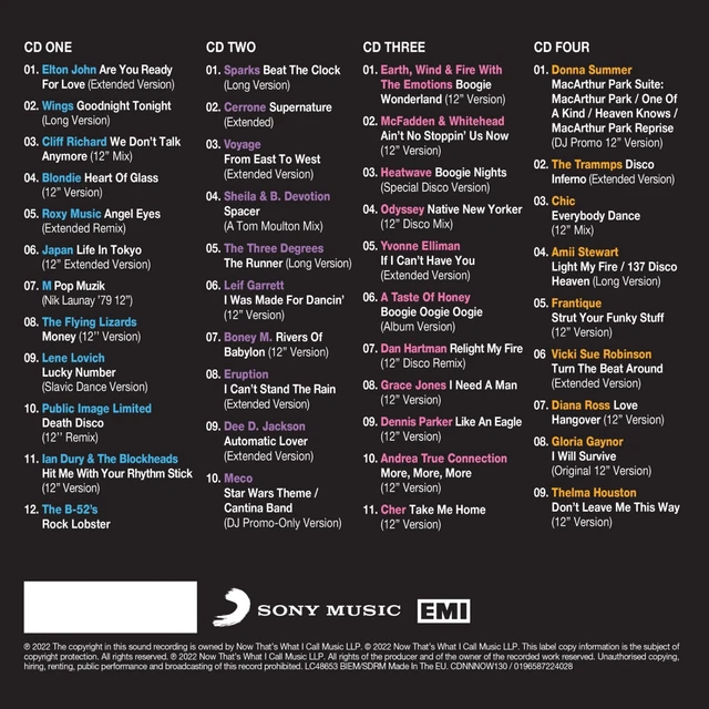 NOW THAT’S WHAT I call music 12” 70s 4 cds Elton John roxy music Diana