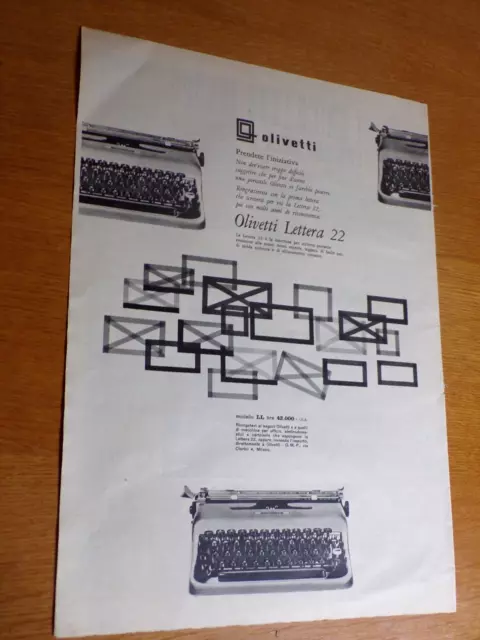 Olivetti Lettera 22 Macchina Scrivere Anno 1958 Anni 50=Pubblicita=Advertsing=12