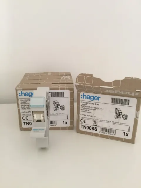 Hager TN008S * Connecteur RJ45 cat.6a+ support modulaire pour grade 3TV