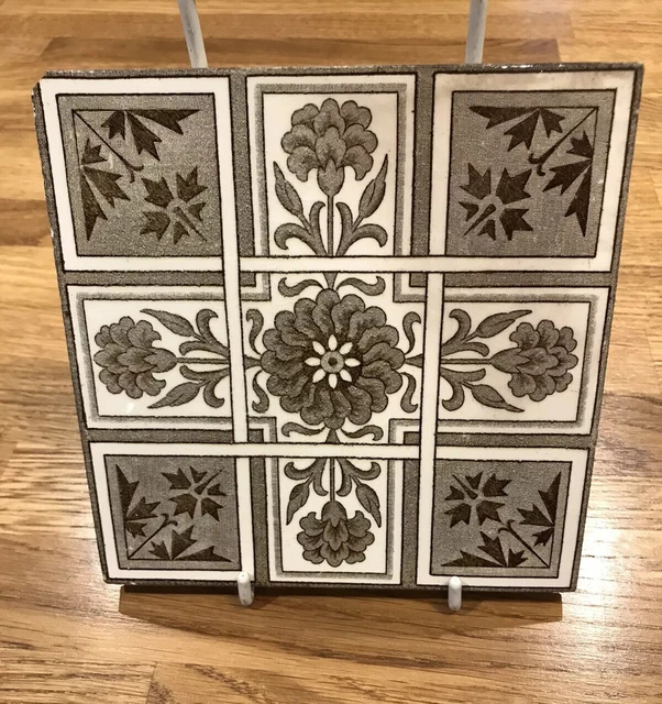 Original Victorian Transfer Printed Monochrome Tile By Minton Hollins & Co