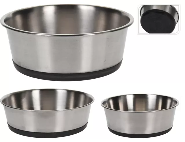 Stainless Steel Dog Pet Feeding Water Bowl Animal Food Dish Small/Medium/Large