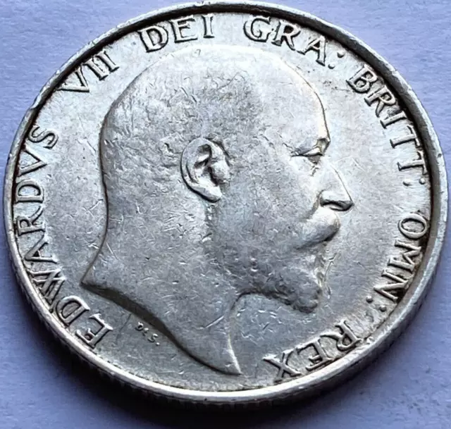 1902 Shilling - Edward VII British Silver Coin - Decent Grade / #172