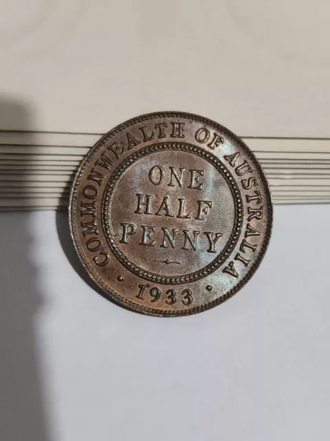 Australian 1933 HALF PENNY UNC/ CH UNC