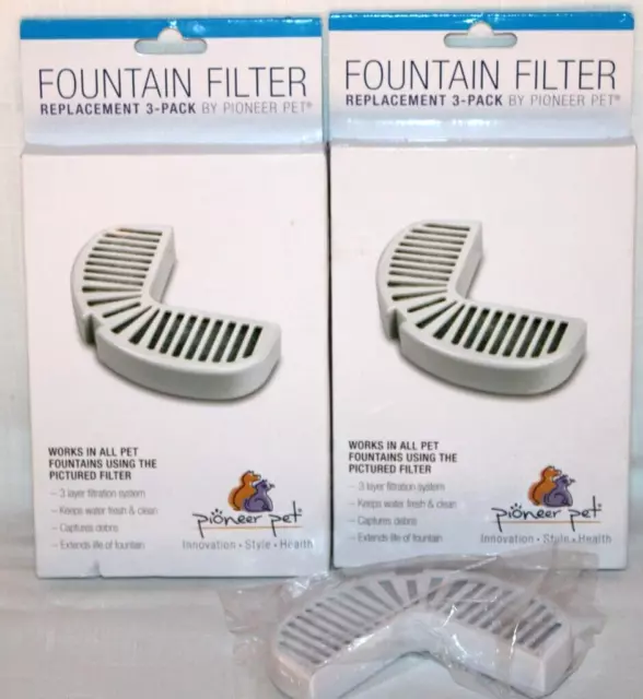 2 Pioneer Pet Fountain Filter Replacement 3-Packs (7 total) #3002 Dog Cat NEW-G8