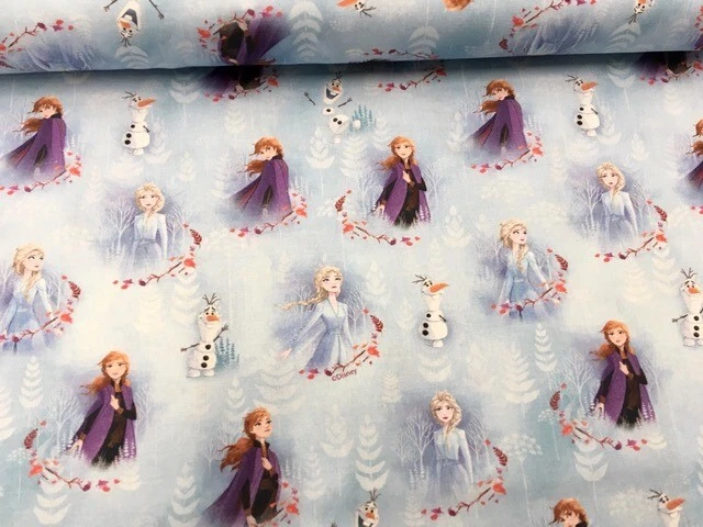 Baumwollstoff Eiskönigin Elsa Anna Olaf Frozen blau 0,5 x 145 cm