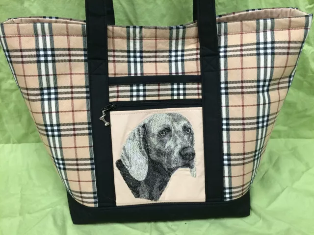 Beautiful Custom Embroidered Weimaraner Tote