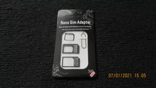 4 In 1 Pack Nano To Micro & Standard Sim Card Adaptor For Most Mobiles