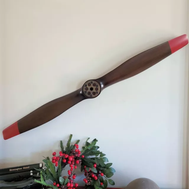 WWI Replica Wood Wooden Airplane Aircraft Propeller 47" Dark Brown With Red Tips