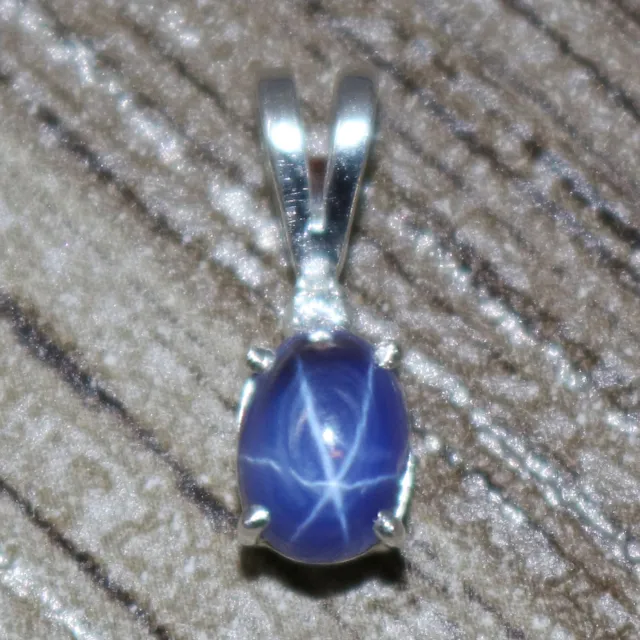 9ct Natural Oval Cut 6 Rays Star Blue Sapphire Gem 925 Sterling Silver Pendant