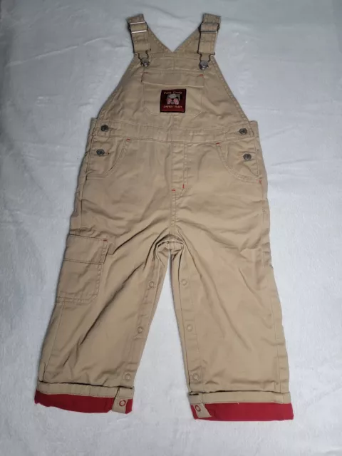 Gymboree 2T Brown Puppy Dog Tails red lined Overalls Fire Dog Bulldog NWT