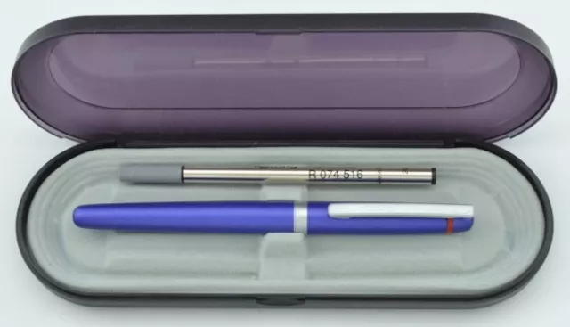 Rotring Rollerball Pen Blue Metal & Silver New In Box Uses Montblanc Refill