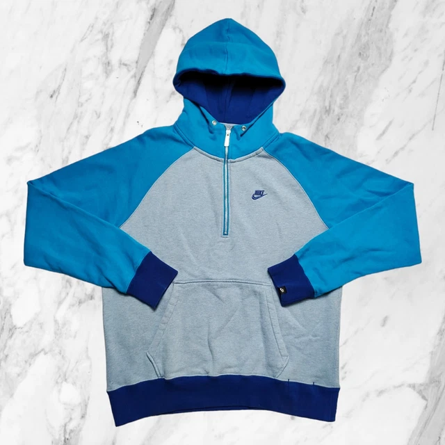 Nike Vintage Rara Felpa Cappuccio Uomo Taglia M Colletto Zip Grande Tasca