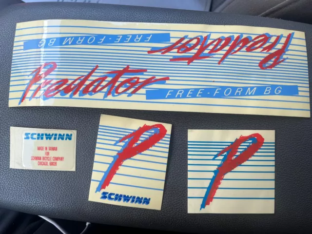 🍀NOS ORIGINAL 80’s SCHWINN PREDATOR FREE-FORM BG DECALS STICKERS OLD SCHOOL BMX