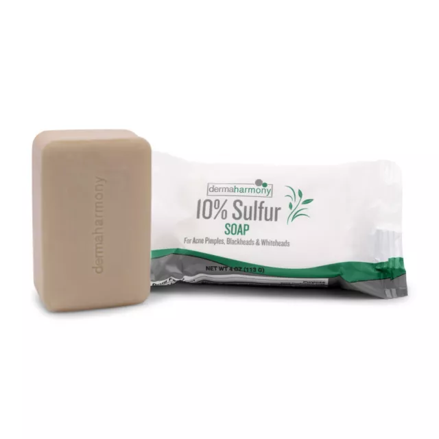 10% Sulfur Soap with Tea Tree Oil - DermaHarmony 4oz - One Bar (Made in USA)