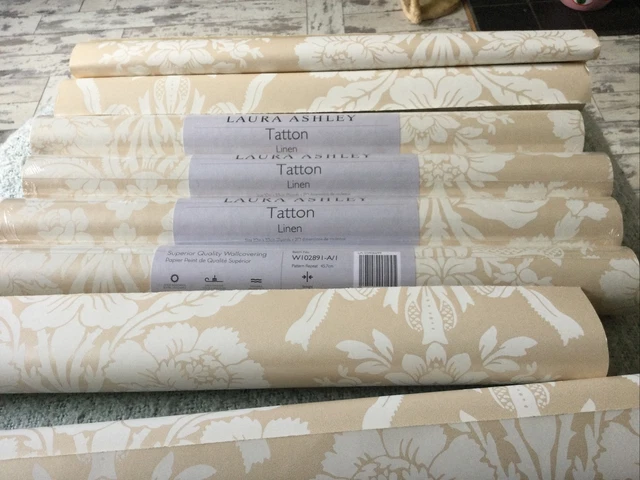 4 Rolls Laura Ashley Tatton Linen Wallpaper  Batch No W102891-A/1  W 5 off cuts