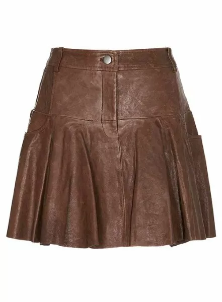 Femmes Véritable Cuir D'Agneau Jupe Main Marron Extérieur Stylé -LTWS124