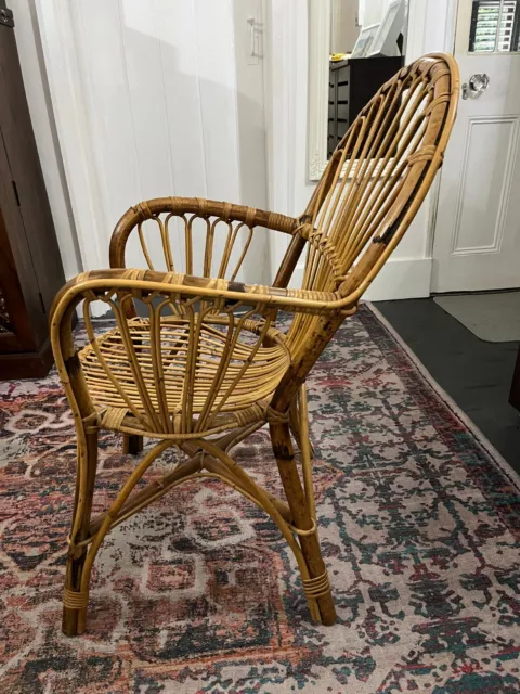 Franco Albini Armchair Boho Bamboo Wicker Chair - Mid Century