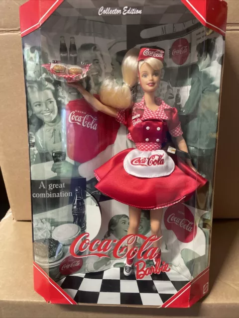 1st in Series Coca-Cola Cola Barbie Collector Edition Car Hop Waitress NIB 1998 