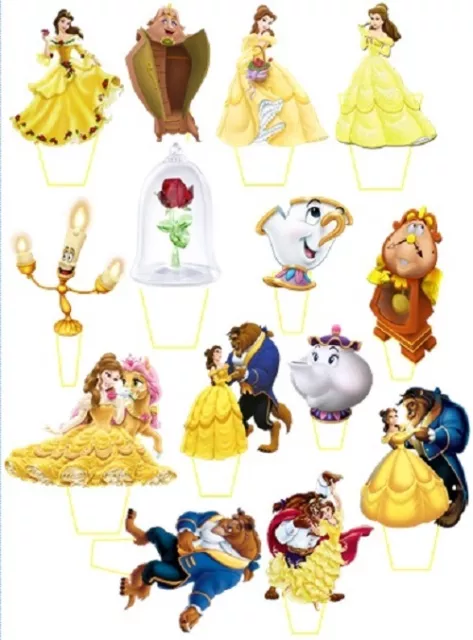 14 x Beauty & Beast /Belle CUPCAKE TOPPER STAND UP PRE - CUT